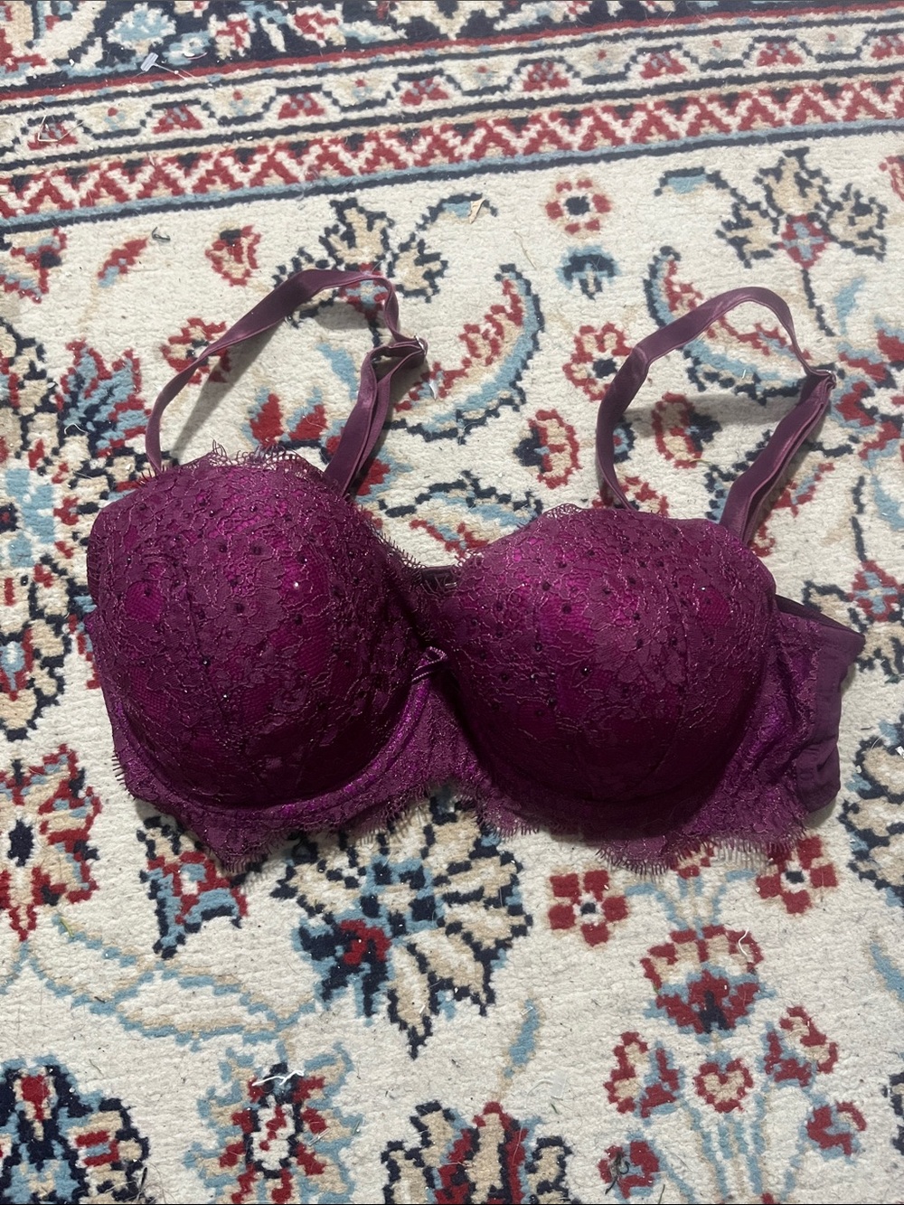 PINK Victoria's Secret Plum Lace Push-Up Bra